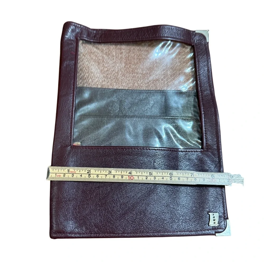 Vintage Brown Genuine Leather Portfolio‎ Folder YHWH Tweed Lined